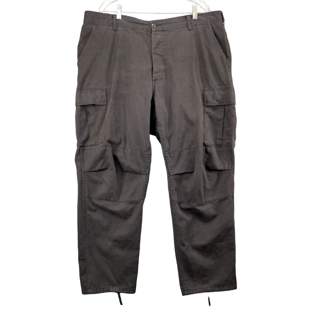 Tru-Spec Cargo Pants Men's Size XL Black Flat Front Multi-Pocket Polyester Blend